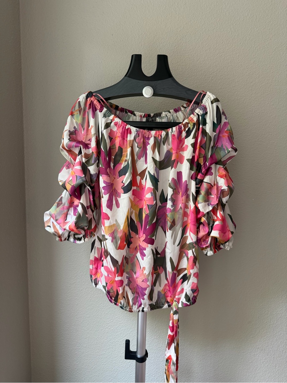 Vince Camuto Floral Off-Shoulder Blouse in Pink, Green and White